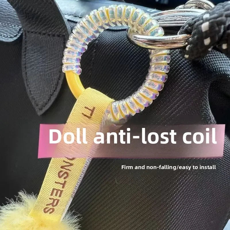 Labubu Anti Drop Buckle Silicone Rope Keychain Protection Ring Transparent Winding Fixed Anti Drop